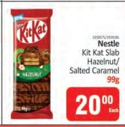 Nestle Kit Kat Slab Hazelnut/Salted Caramel 99g