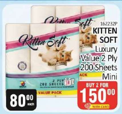 KITTEN SOFT Luxury Value 2 Ply 200 Sheets Mini