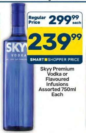 Skyy Premium Vodka or Flavoured Infusions