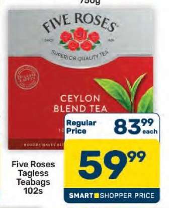 Five Roses Tagless
Teabags 102s