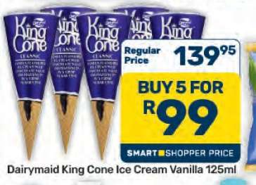 Dairymaid King Cone Ice Cream Vanilla 125ml