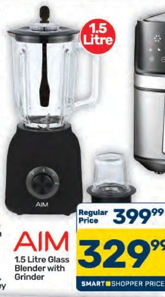 AIM 1.5 Litre Glass Blender with Grinder