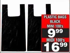 PLASTIC BAGS BLACK MIDI 100's