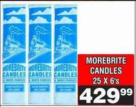 MOREBRITE CANDLES 25 X 6'S