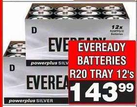 EVEREADY BATTERIES R20 TRAY 12's