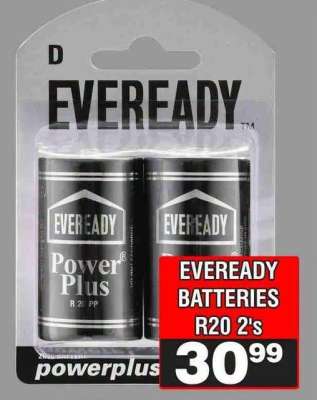 EVEREADY BATTERIES R20 2's