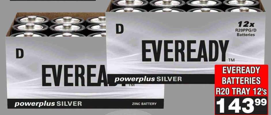 EVEREADY BATTERIES R20 TRAY 12's