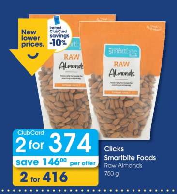 Clicks Smartbite Foods Raw Almonds