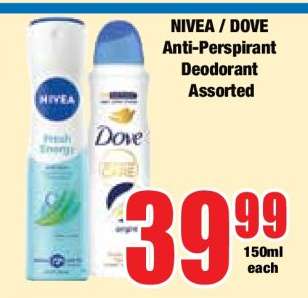 NIVEA / DOVE Anti-Perspirant Deodorant Assorted