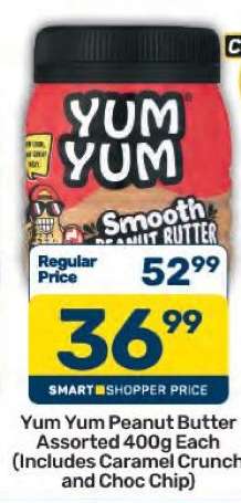 Yum Yum Peanut Butter Assorted 400g Each (Includes Caramel Crunch and Choc Chip)