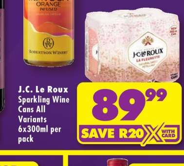 J.C. Le Roux Sparkling Wine Cans All Variants 6x300ml per pack