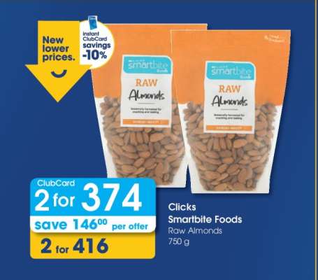 Clicks Smartbite Foods Raw Almonds
